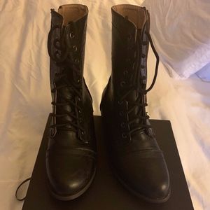 NWOT Lace up Black Boots